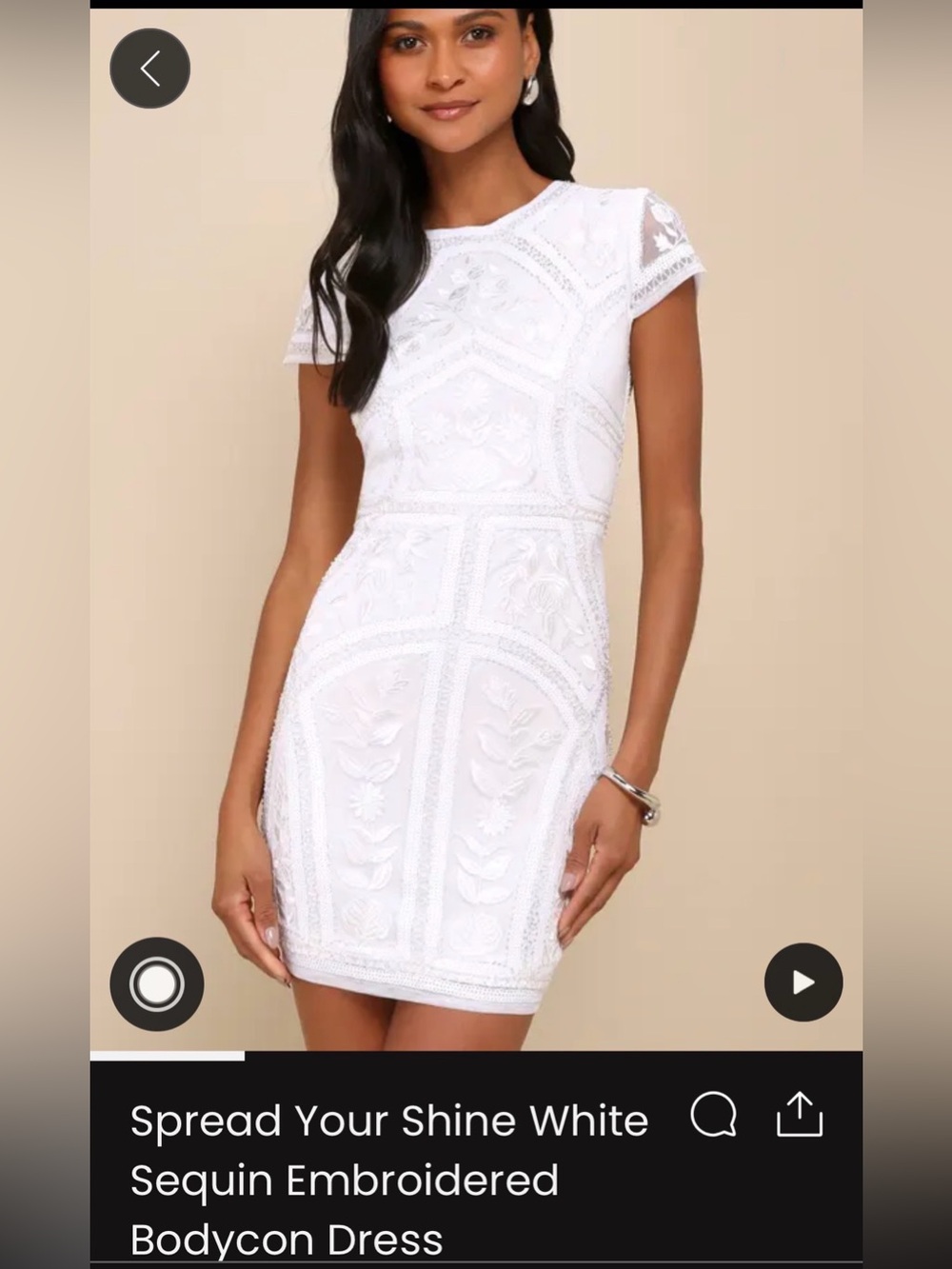 Lulu's White Embroidered Cap-Sleeve Sheath Dress